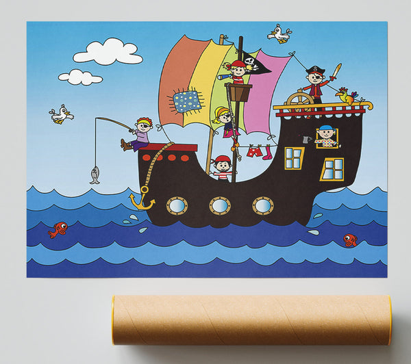 Pirates At Sea Print