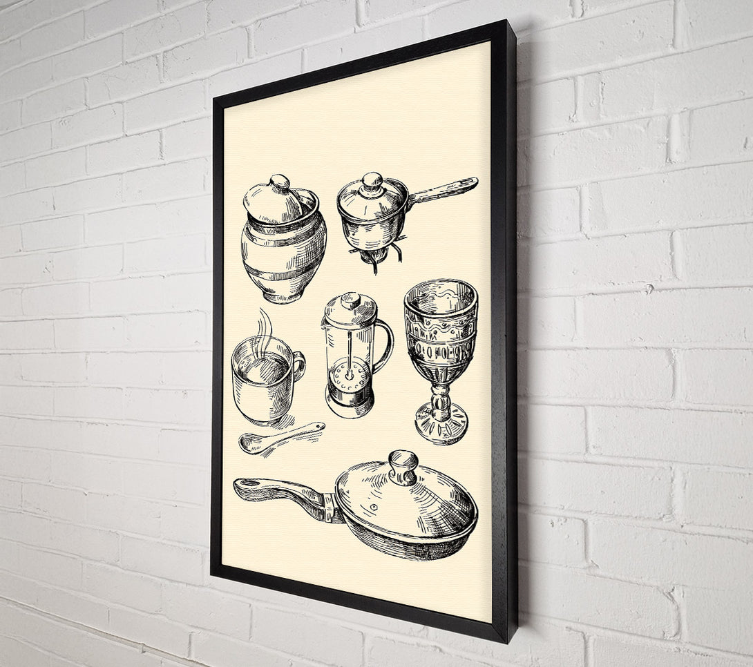  A Canvas Print of Retro Pots And Pans Canvas Print