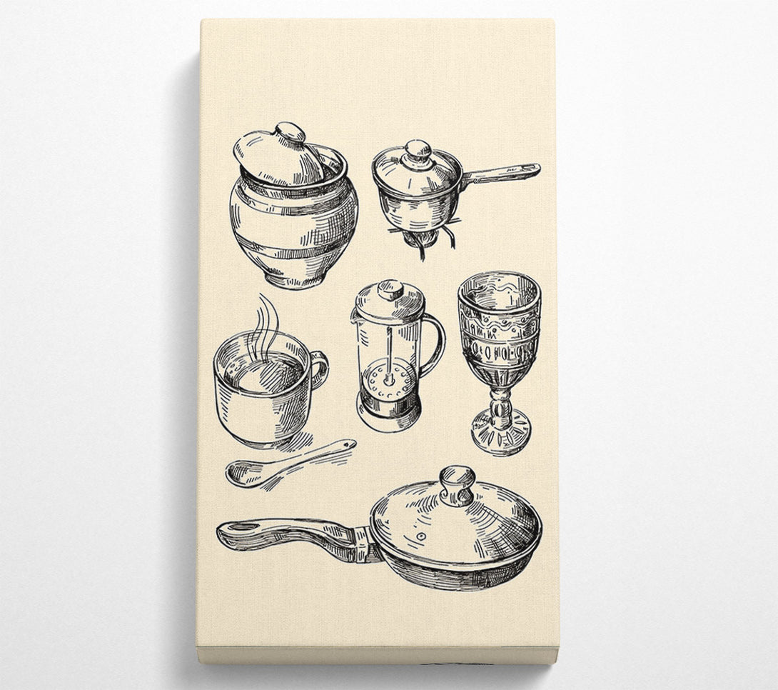  A Canvas Print of Retro Pots And Pans Canvas Print