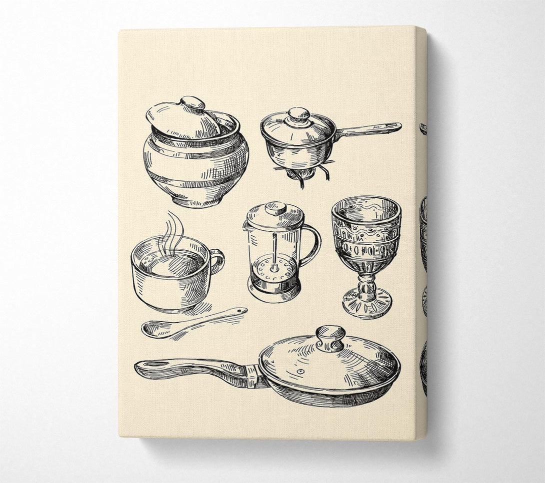  A Canvas Print of Retro Pots And Pans Canvas Print