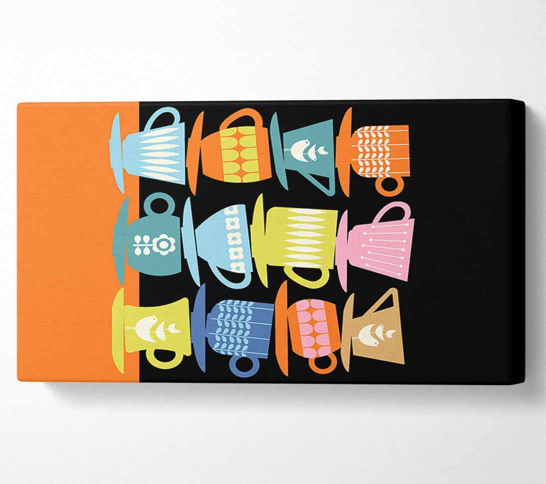  A Canvas Print of Retro Tea Cups Canvas Wall Art