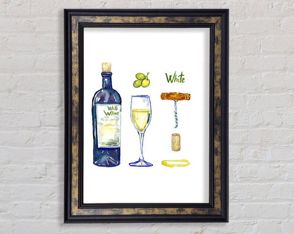 White Wine Tools Framed Print