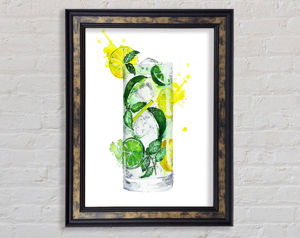 Tall Glass Of Gin And Tonic Framed Print