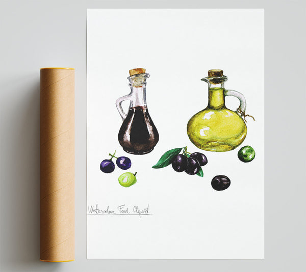 Olive Oil Bottles Giclee Print