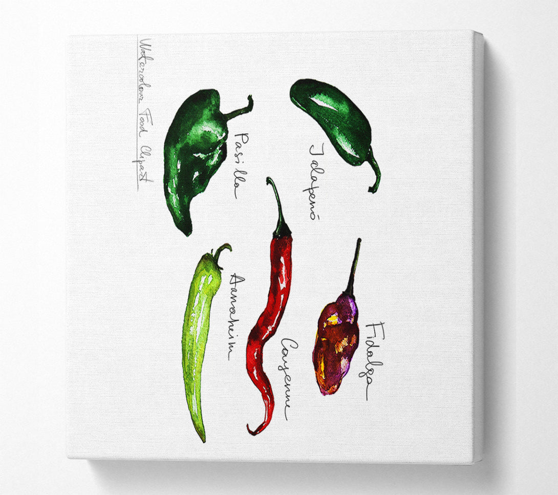  A Canvas Print of Chili Names Canvas Wall Art