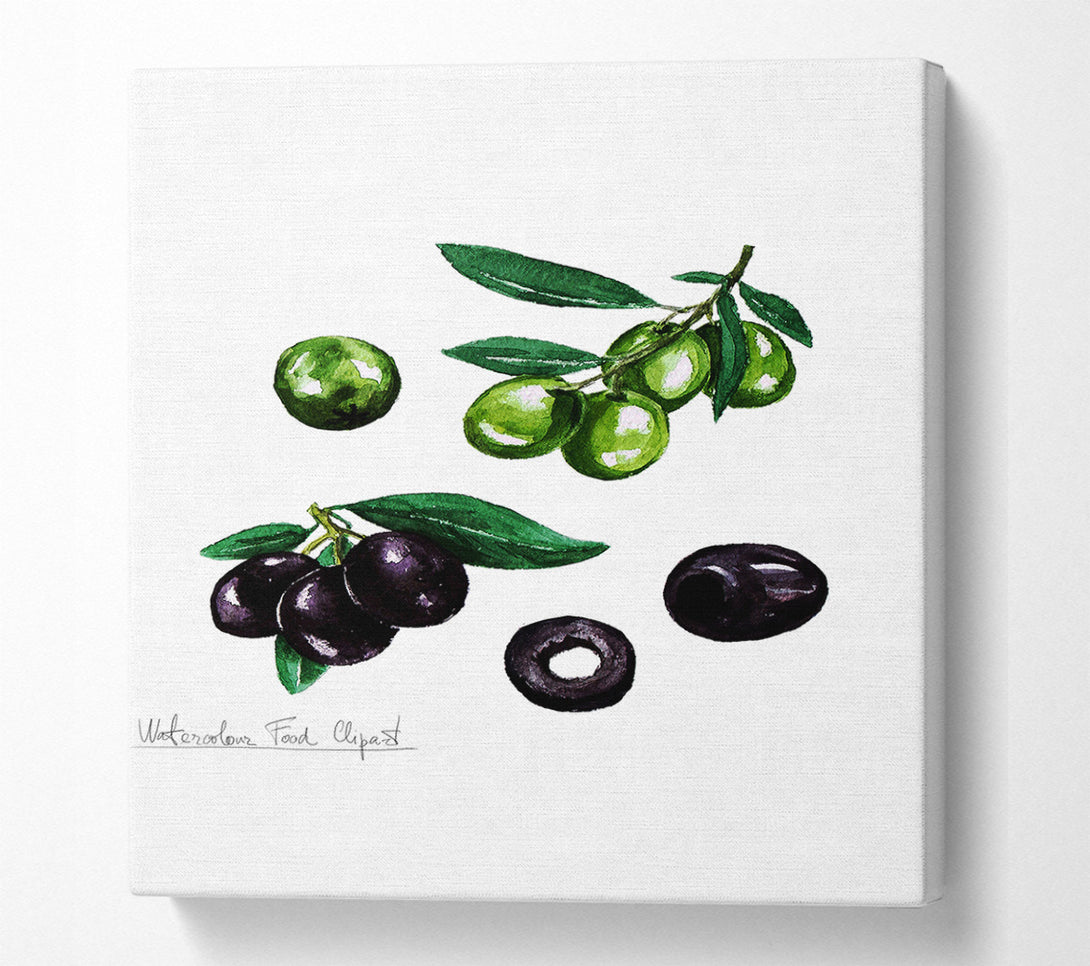  A Canvas Print of Black And Green Olives Canvas Wall Art