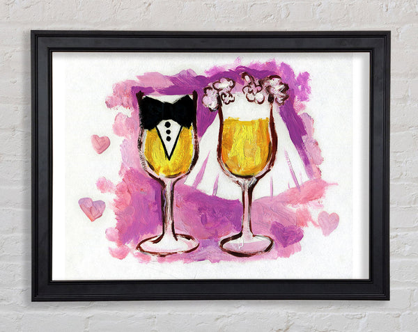 Champagne Toast The Bride And Groom Framed Print