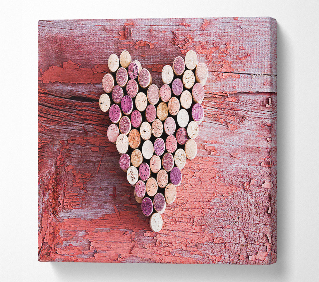  A Canvas Print of Wine Cork Love Heart Canvas Print