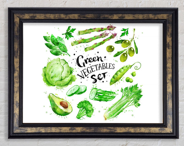 Green Vegetable Set Framed Print