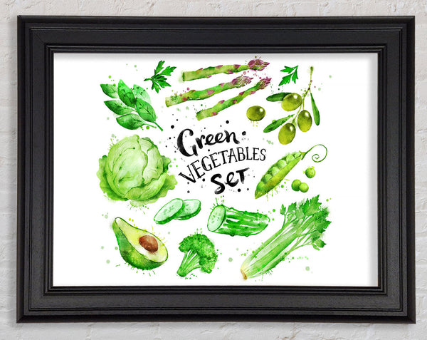 Green Vegetable Set Framed Print