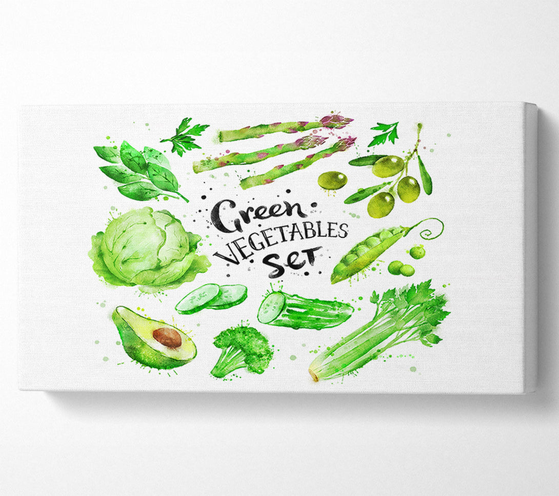  A Canvas Print of Green Vegetable Set Canvas Art