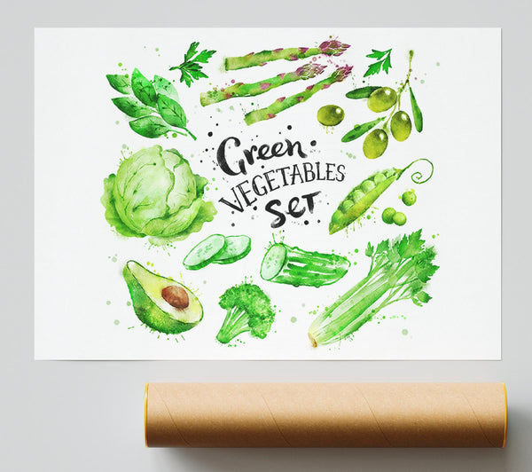 Green Vegetable Set Giclee Print