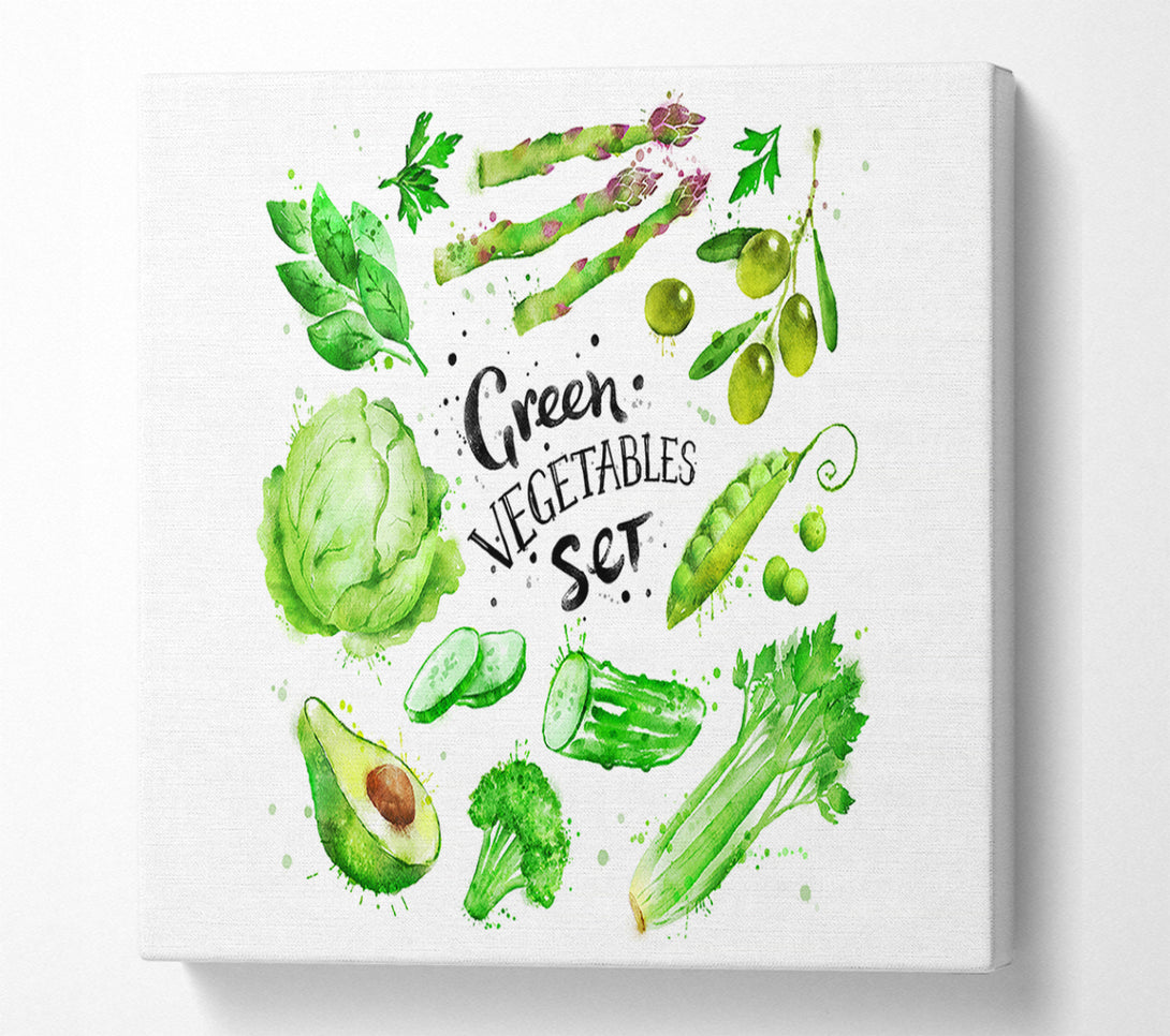  A Canvas Print of Green Vegetable Set Canvas Art