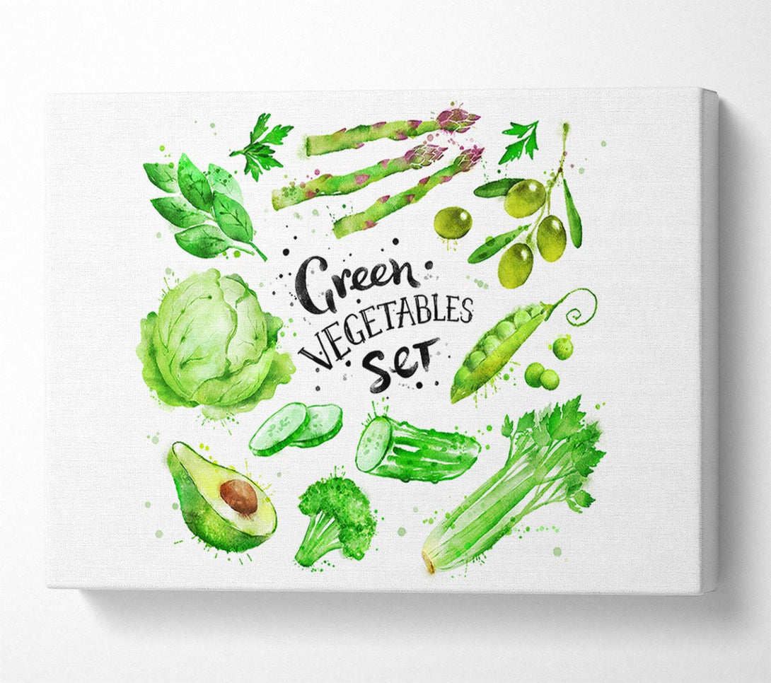 A Canvas Print of Green Vegetable Set Canvas Art