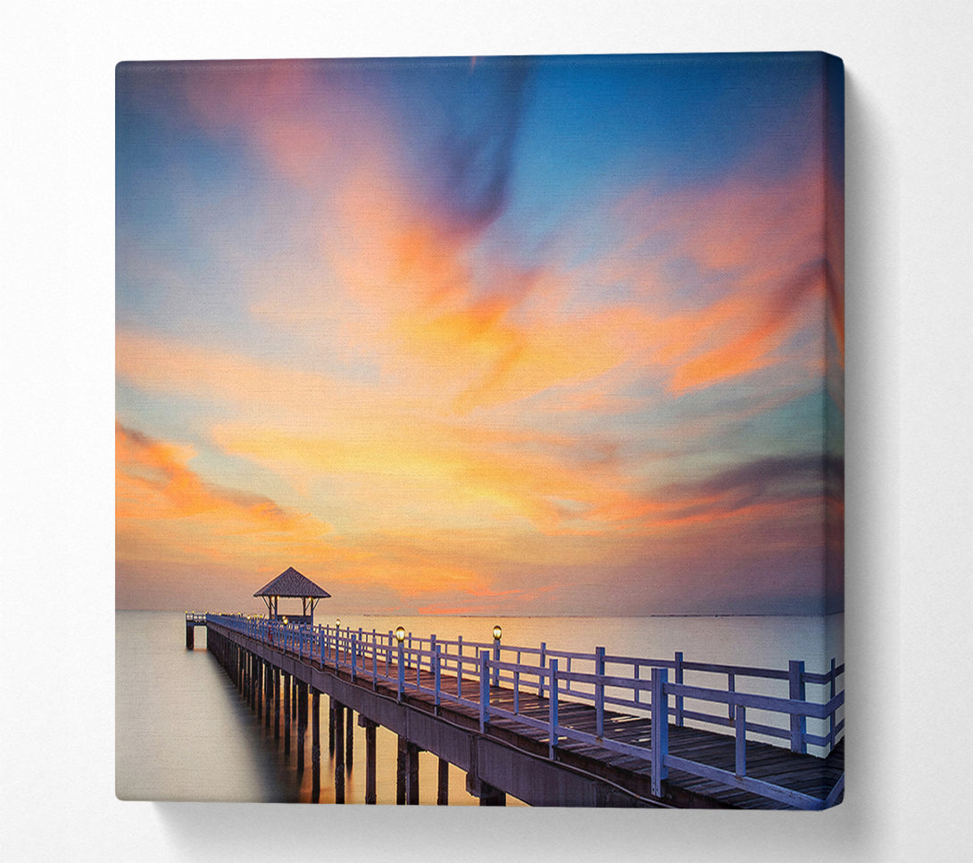  A Canvas Print of Golden Pier At Dusk Canvas Print
