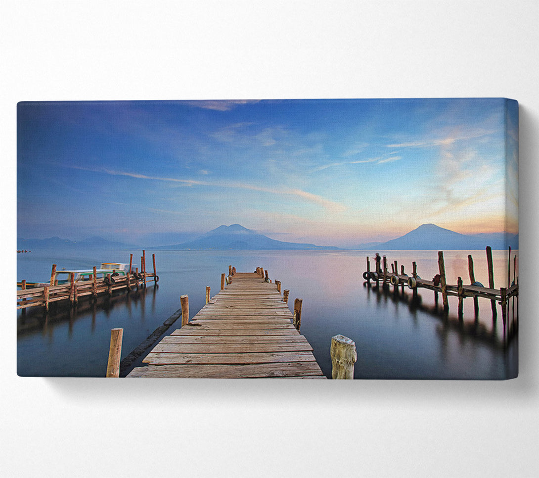  A Canvas Print of Mountains At The End Of The Dock Canvas Art