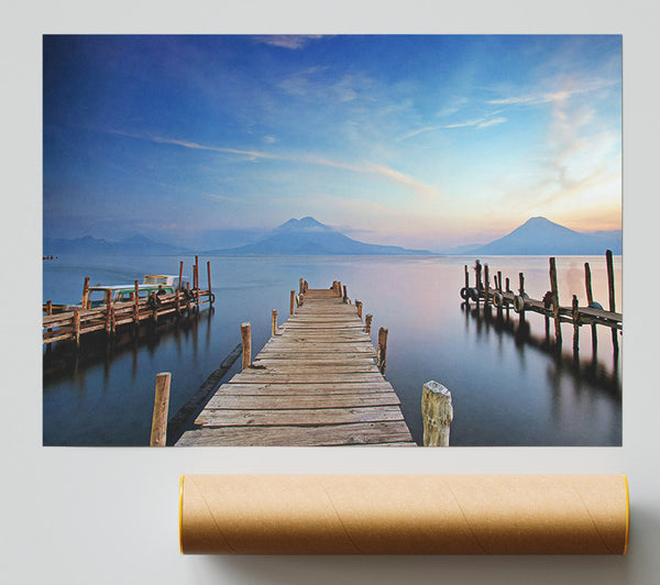 Mountains At The End Of The Dock Print