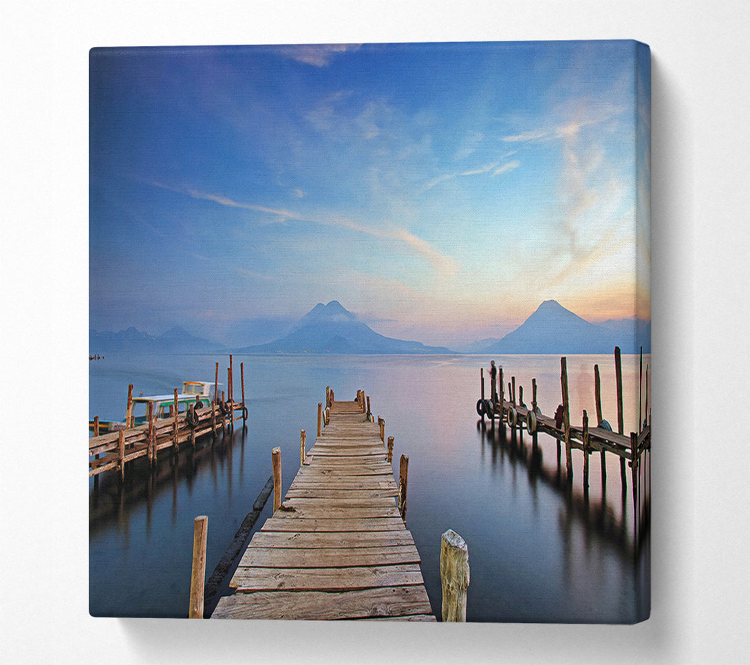  A Canvas Print of Mountains At The End Of The Dock Canvas Art