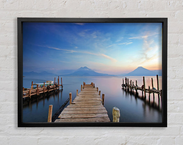 Mountains At The End Of The Dock Framed Print