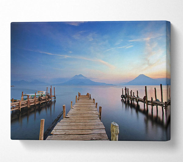  A Canvas Print of Mountains At The End Of The Dock Canvas Art