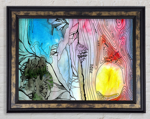 Abstract Sunset Tree Framed Print