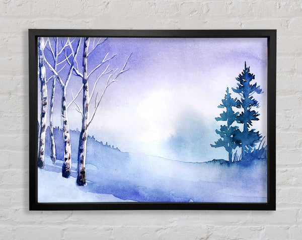 Purple Silver Birch Winter Framed Print