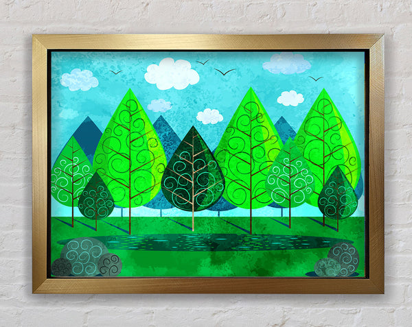 Green Tree Swirl Framed Print