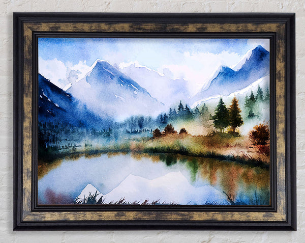 Mountain Winter Lake Framed Print
