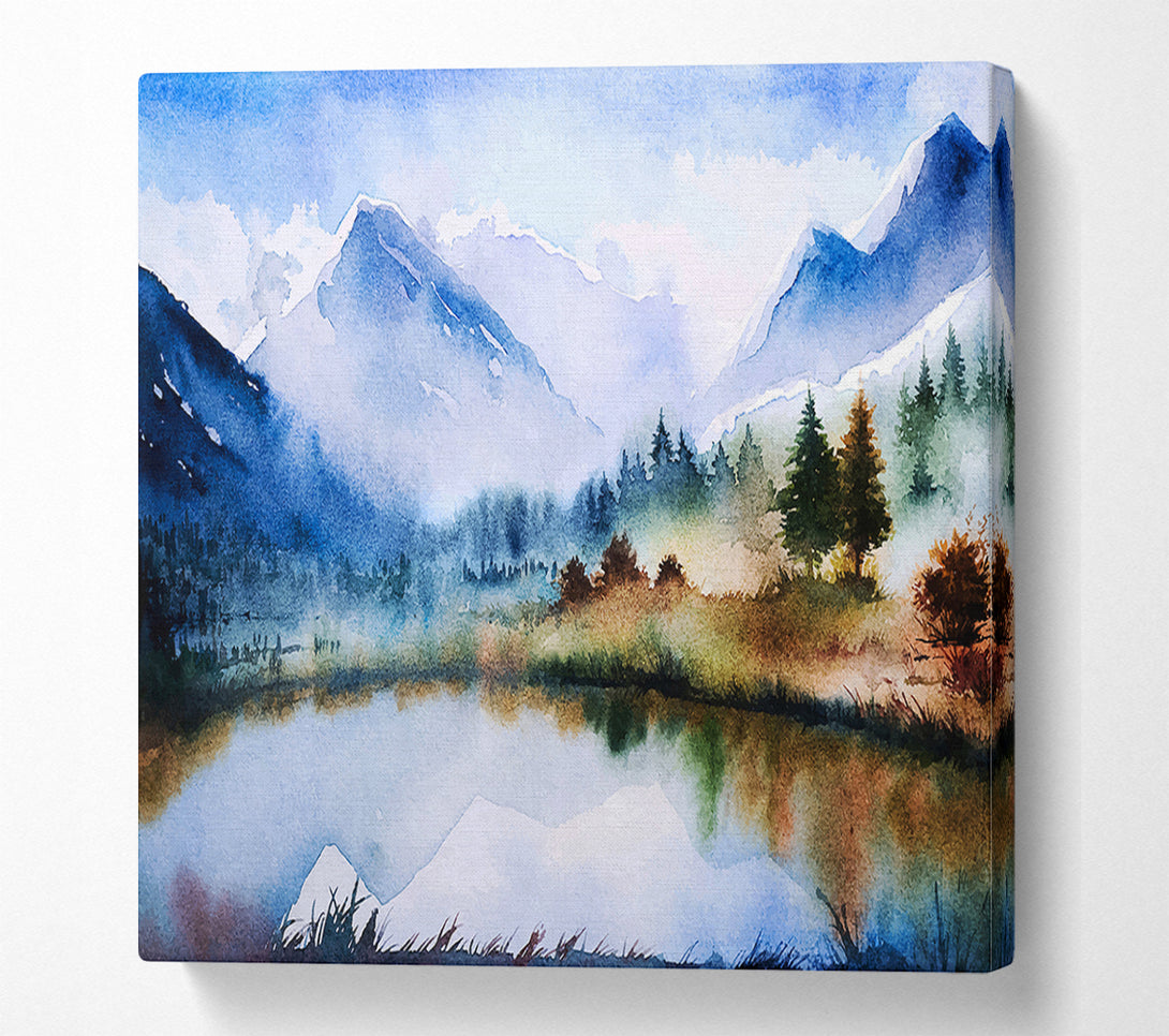  A Canvas Print of Mountain Winter Lake Canvas Art