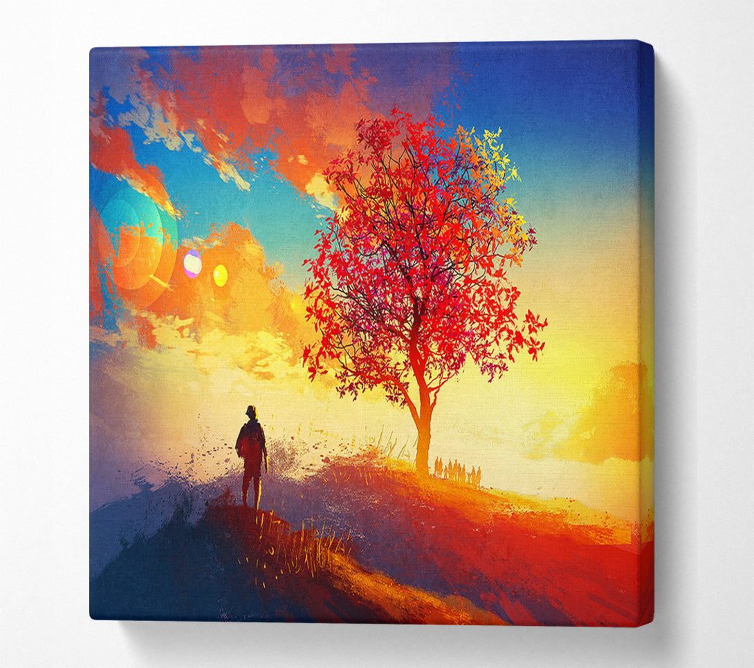  A Canvas Print of Autumn Tree Worship Canvas Art