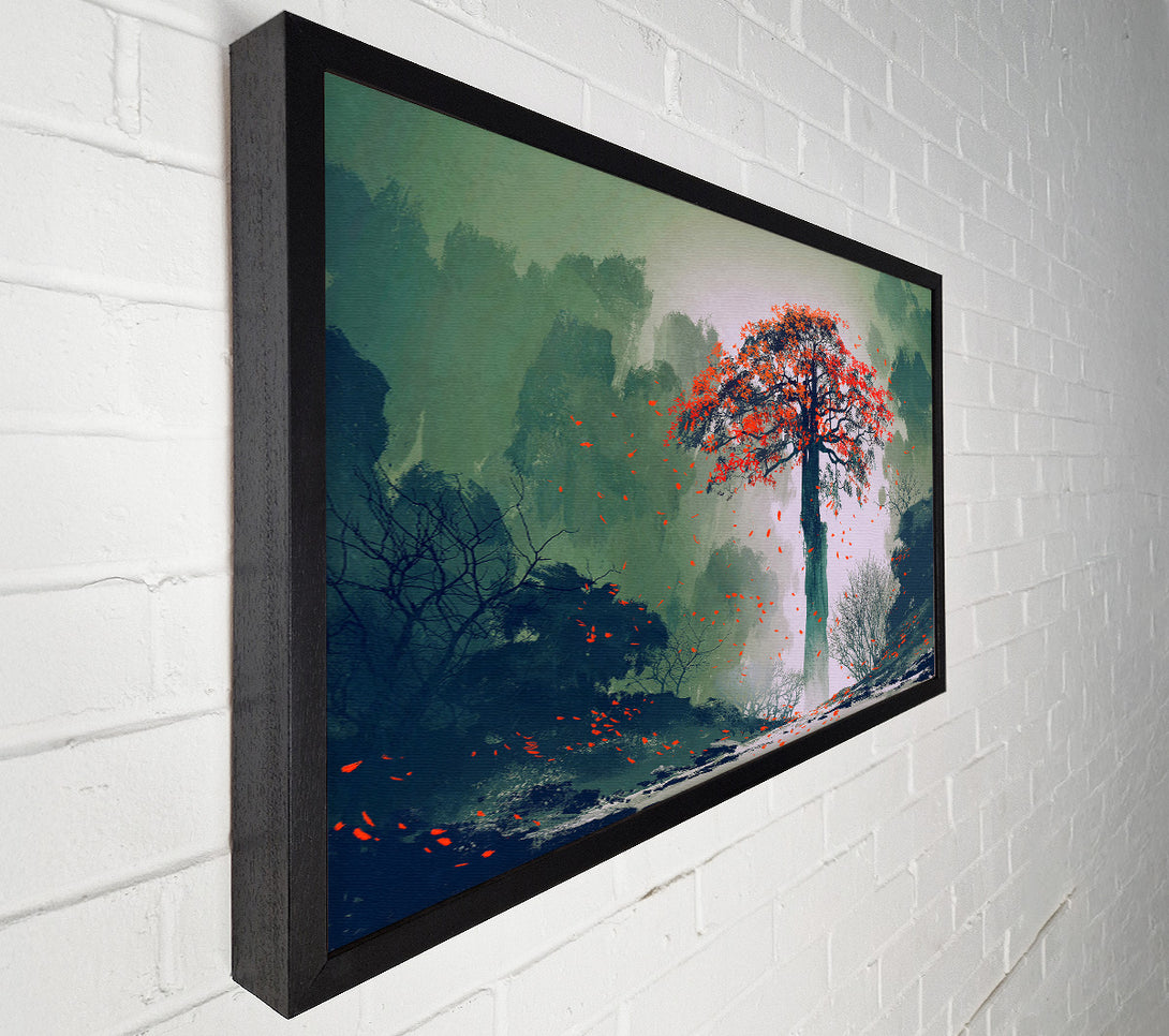  A Canvas Print of Red Leaves Falling Canvas Print