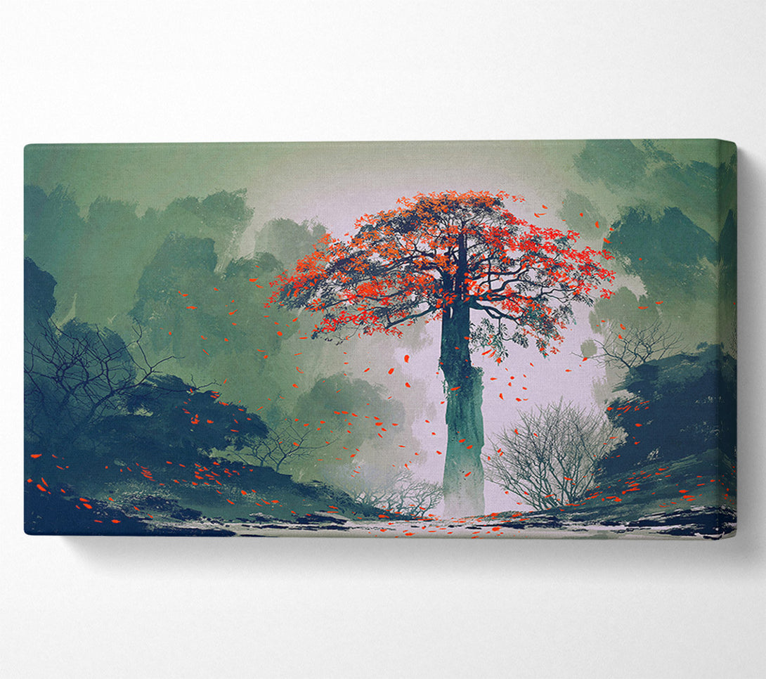  A Canvas Print of Red Leaves Falling Canvas Print