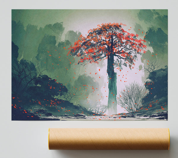 Red Leaves Falling Giclee Print