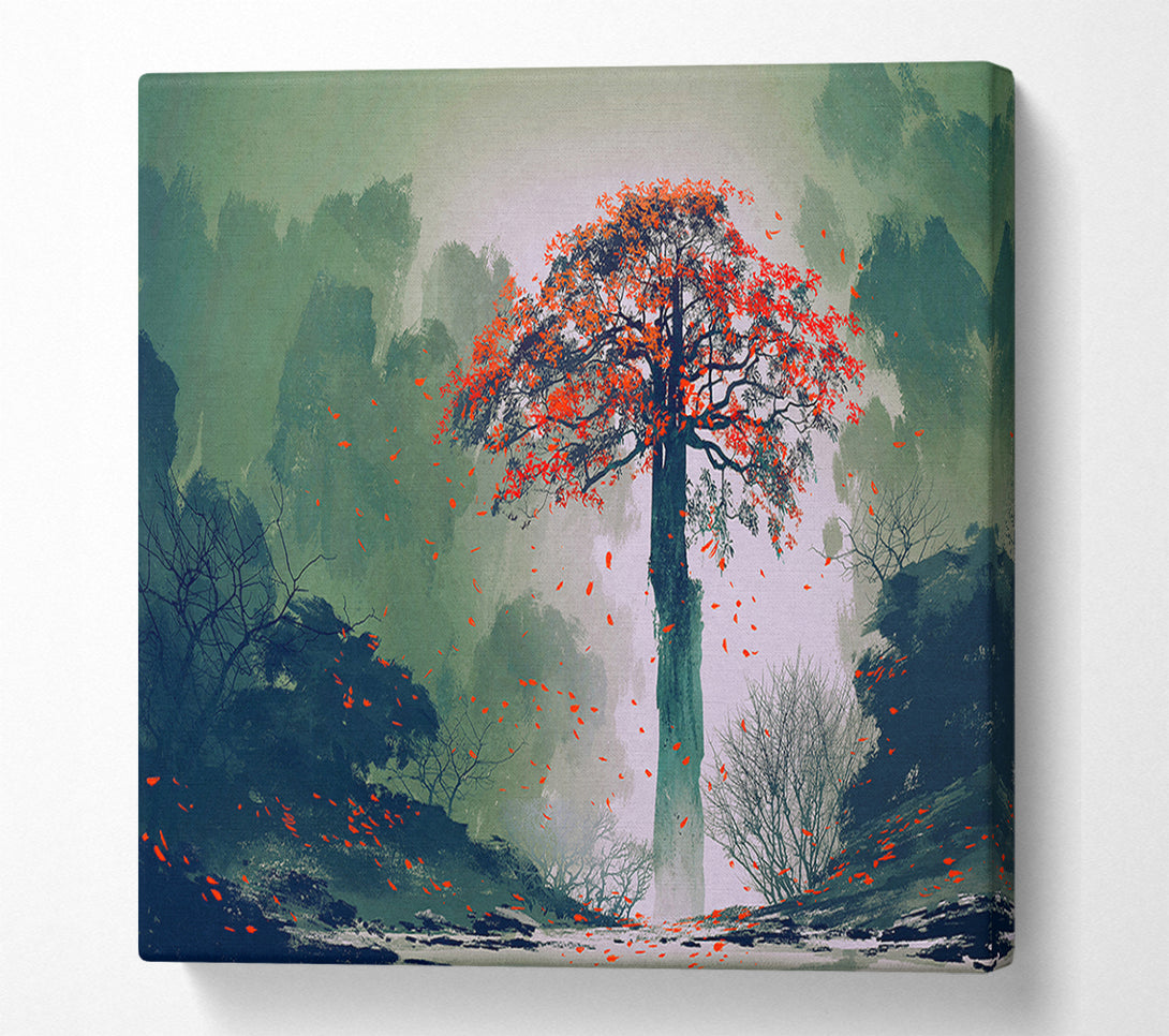  A Canvas Print of Red Leaves Falling Canvas Print