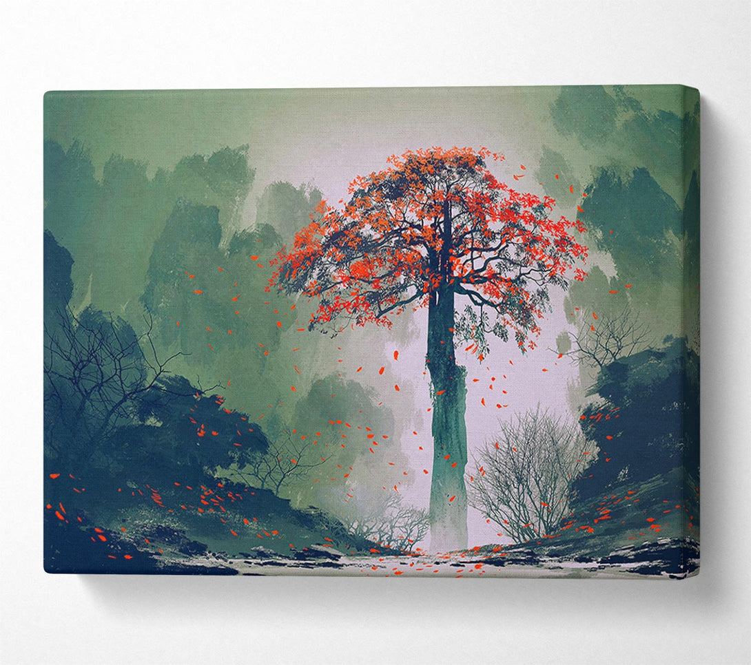  A Canvas Print of Red Leaves Falling Canvas Print