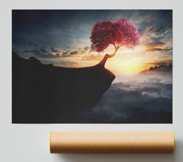 Pink Tree Cliff Top Poster
