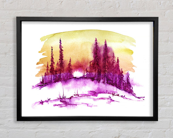 Purple Distant Trees Framed Print