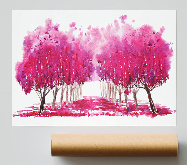 Pink Tree Walk Print