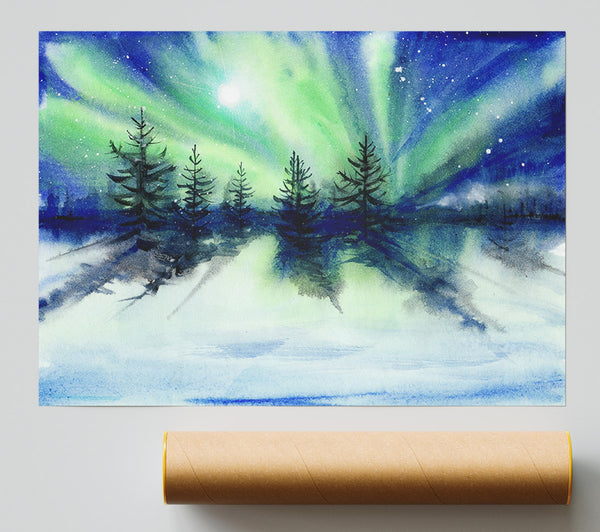 Northern Light Moon Burst Giclee Print