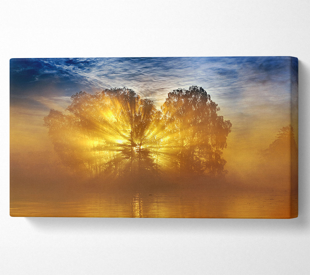  A Canvas Print of Golden Sunburst Tree Canvas Wall Art