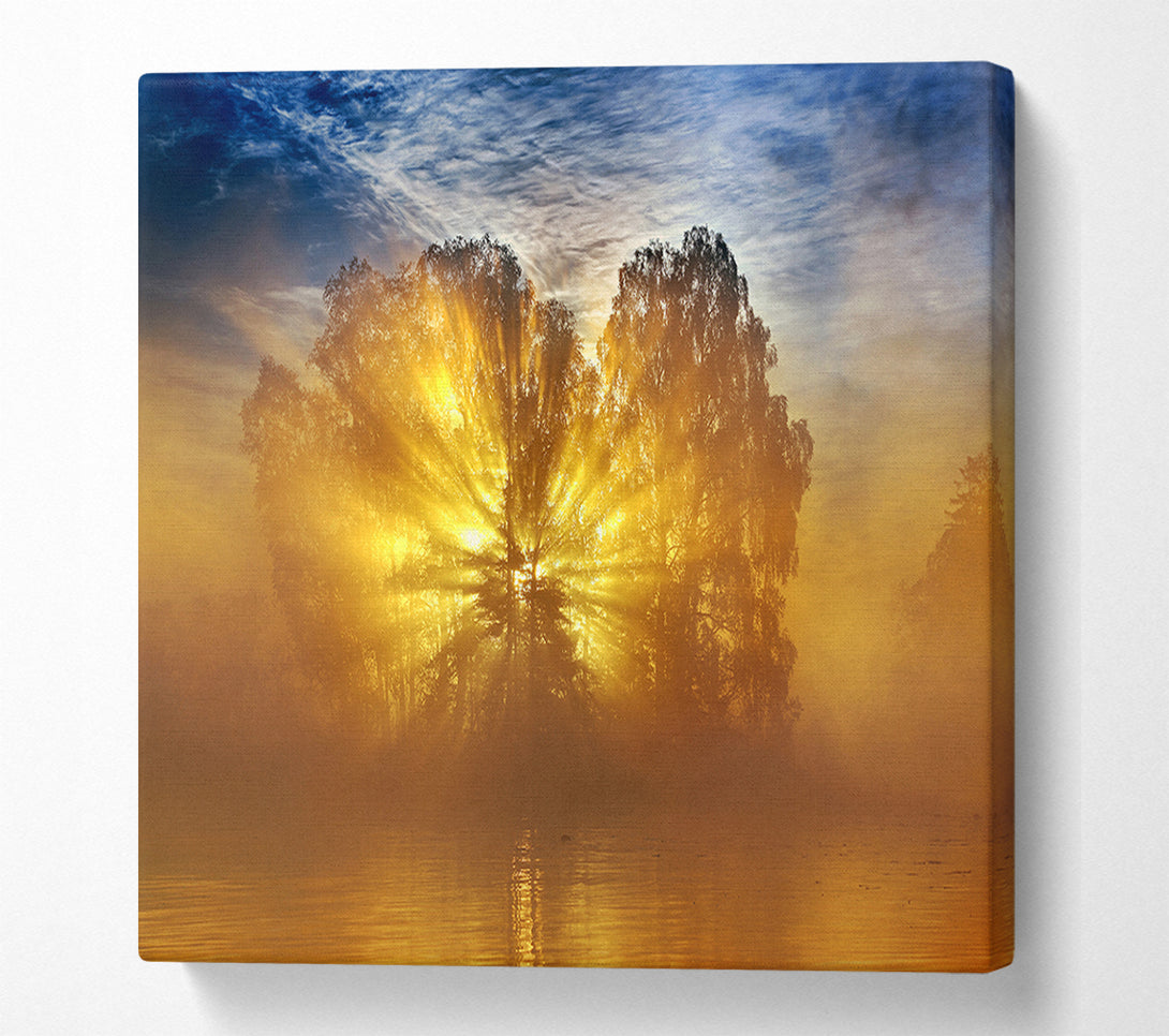  A Canvas Print of Golden Sunburst Tree Canvas Wall Art