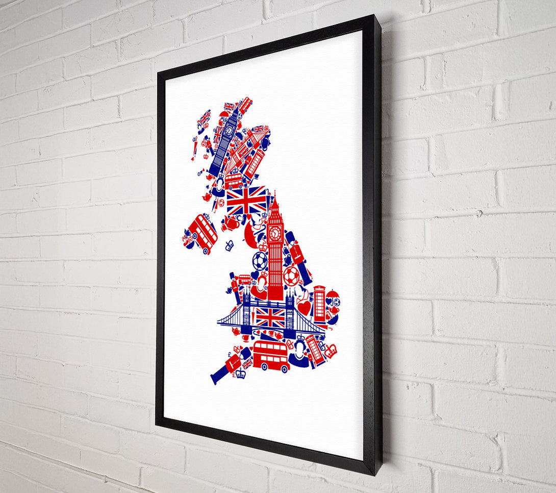  A Canvas Print of London Icons In The Shape Of The UK Canvas Art
