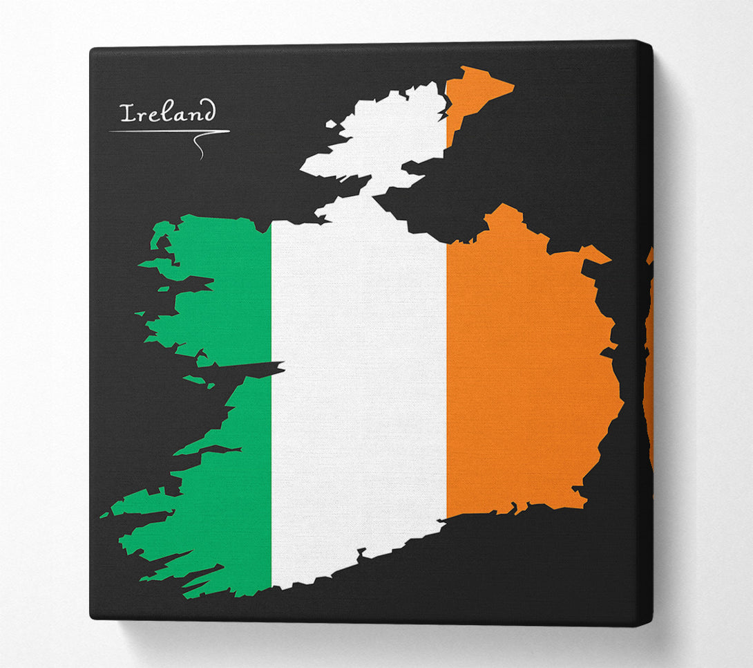  A Canvas Print of Irish Flag Over Map Canvas Wall Art