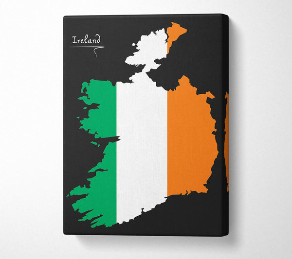  A Canvas Print of Irish Flag Over Map Canvas Wall Art