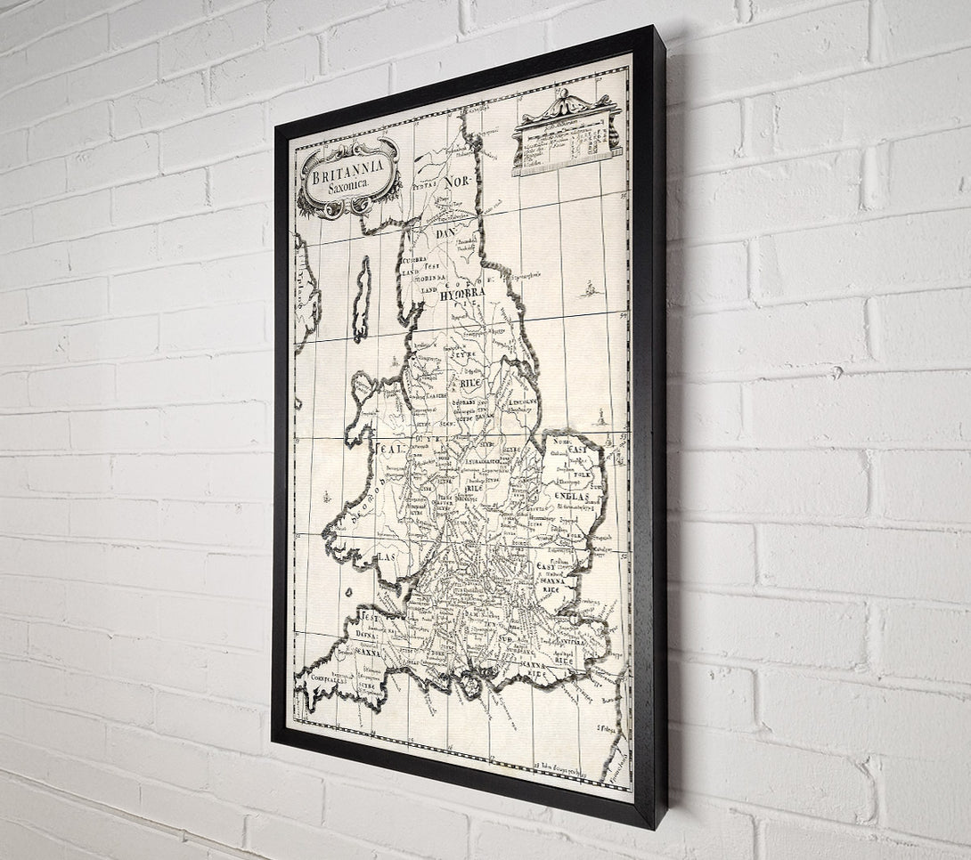  A Canvas Print of Old Saxon Map Of The UK Canvas Wall Art