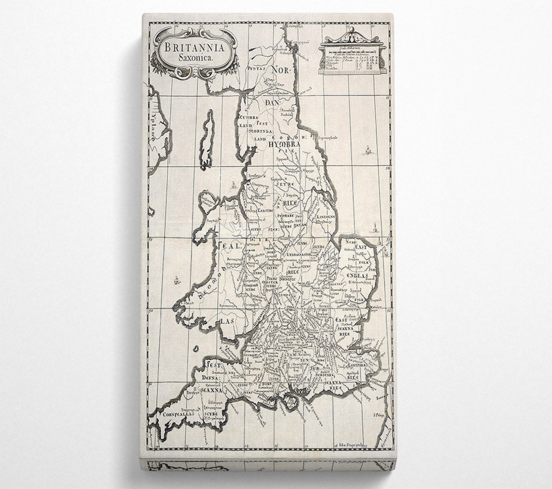  A Canvas Print of Old Saxon Map Of The UK Canvas Wall Art