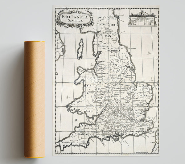 Old Saxon Map Of The Uk Giclee Print