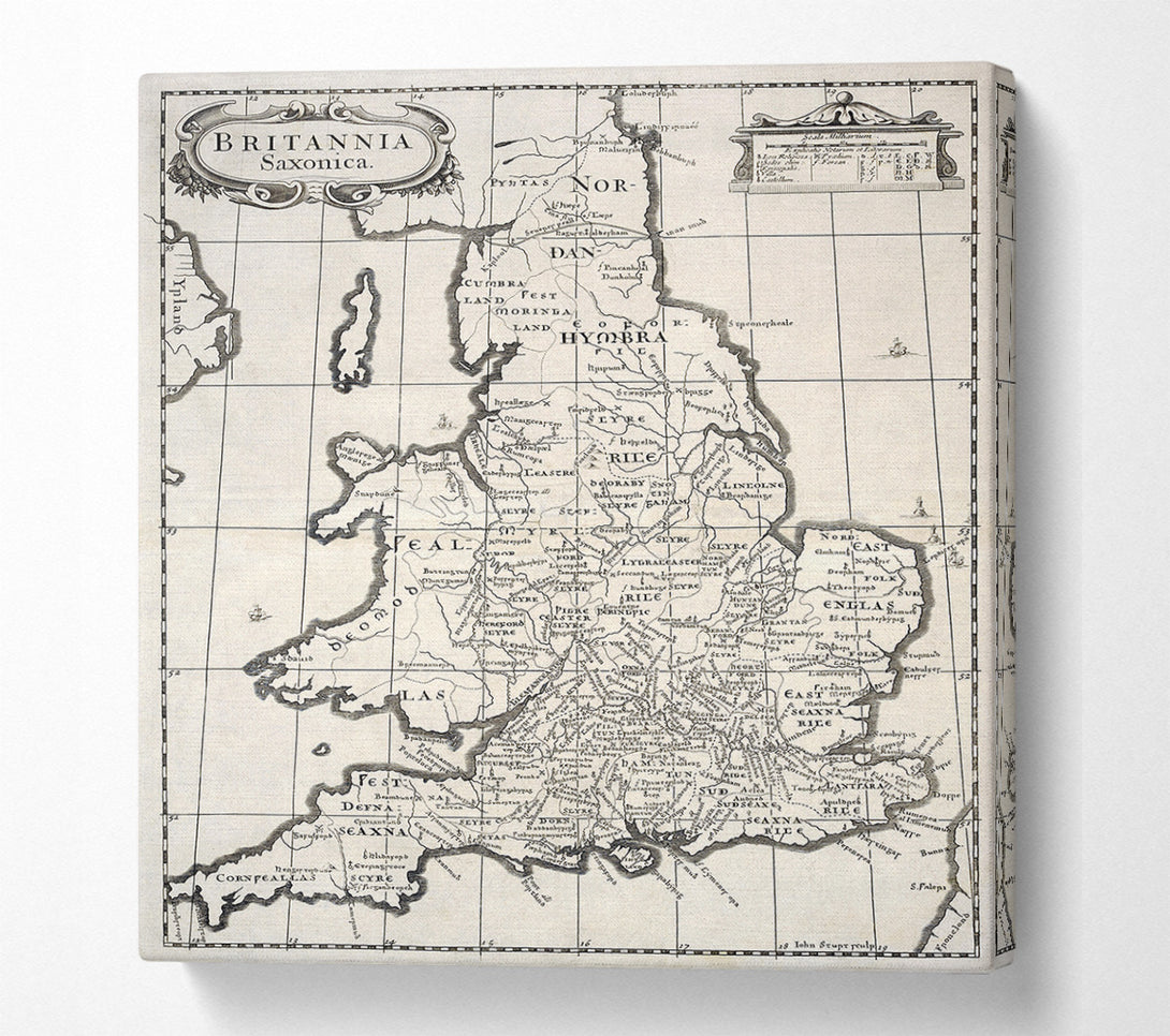  A Canvas Print of Old Saxon Map Of The UK Canvas Wall Art