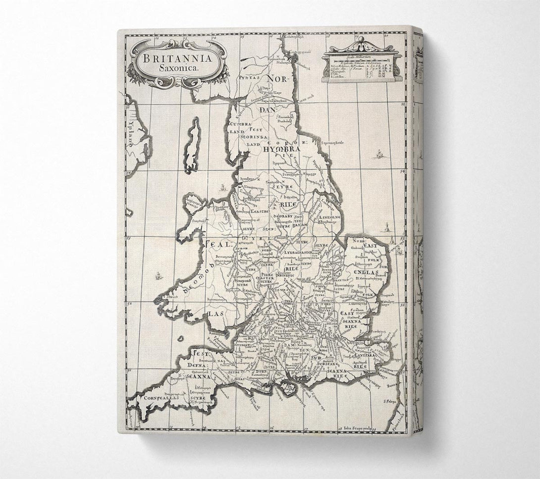  A Canvas Print of Old Saxon Map Of The UK Canvas Wall Art
