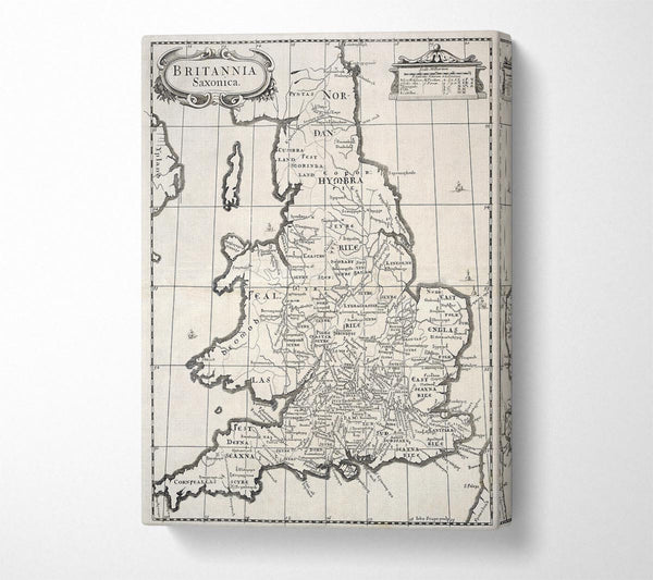 A Canvas Print of Old Saxon Map Of The UK Canvas Wall Art
